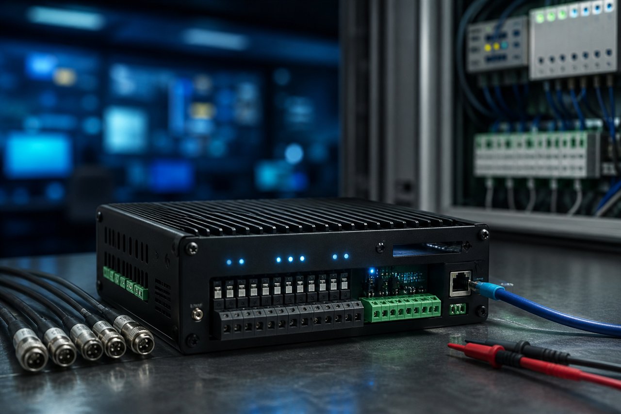Industrial data logger with sensor terminal connections