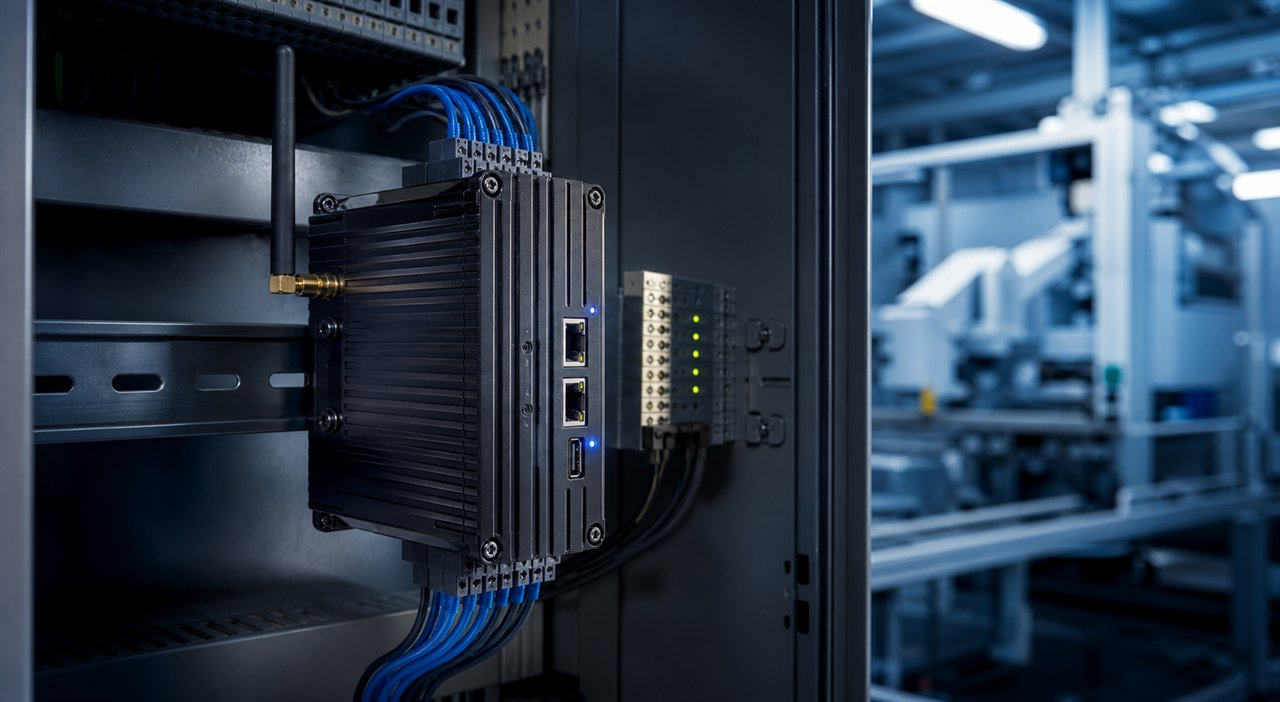 Industrial gateway installed in an automation cabinet